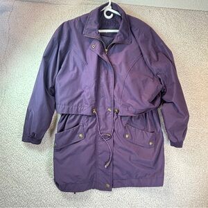 Vintage Aeros Purple Nylon Anorak Parka Drawcord Waist Made in Hong Kong 80s/90s